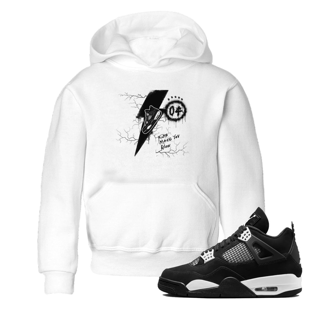 AJ4 White Thunder shirts to match jordans Kicks Make You Glow sneaker match tees Air Jordan 4 White Thunder SNRT Sneaker Tees streetwear brand Baby and Youth White 1 cotton tee