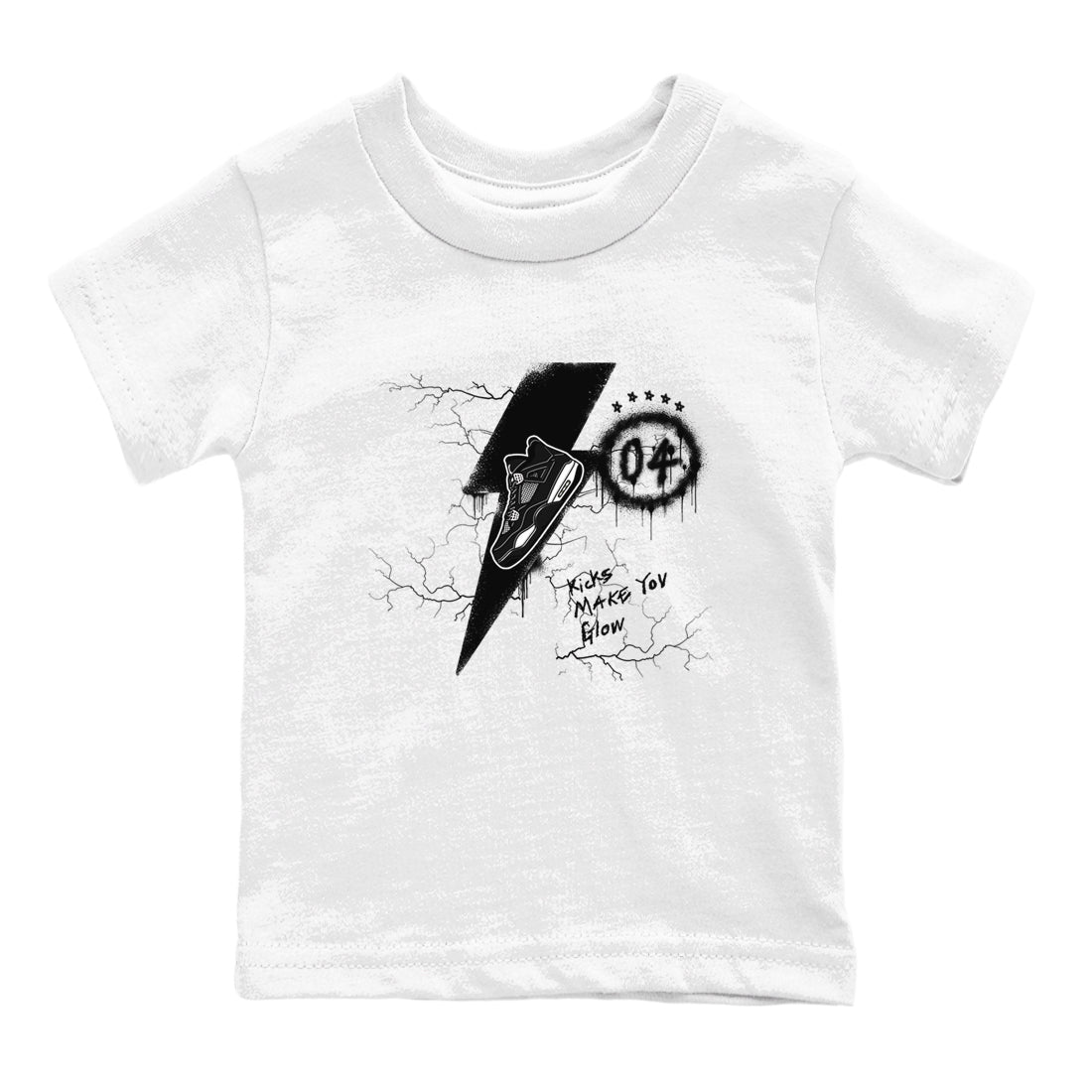 AJ4 White Thunder shirts to match jordans Kicks Make You Glow sneaker match tees Air Jordan 4 White Thunder SNRT Sneaker Tees streetwear brand Baby and Youth White 2 cotton tee