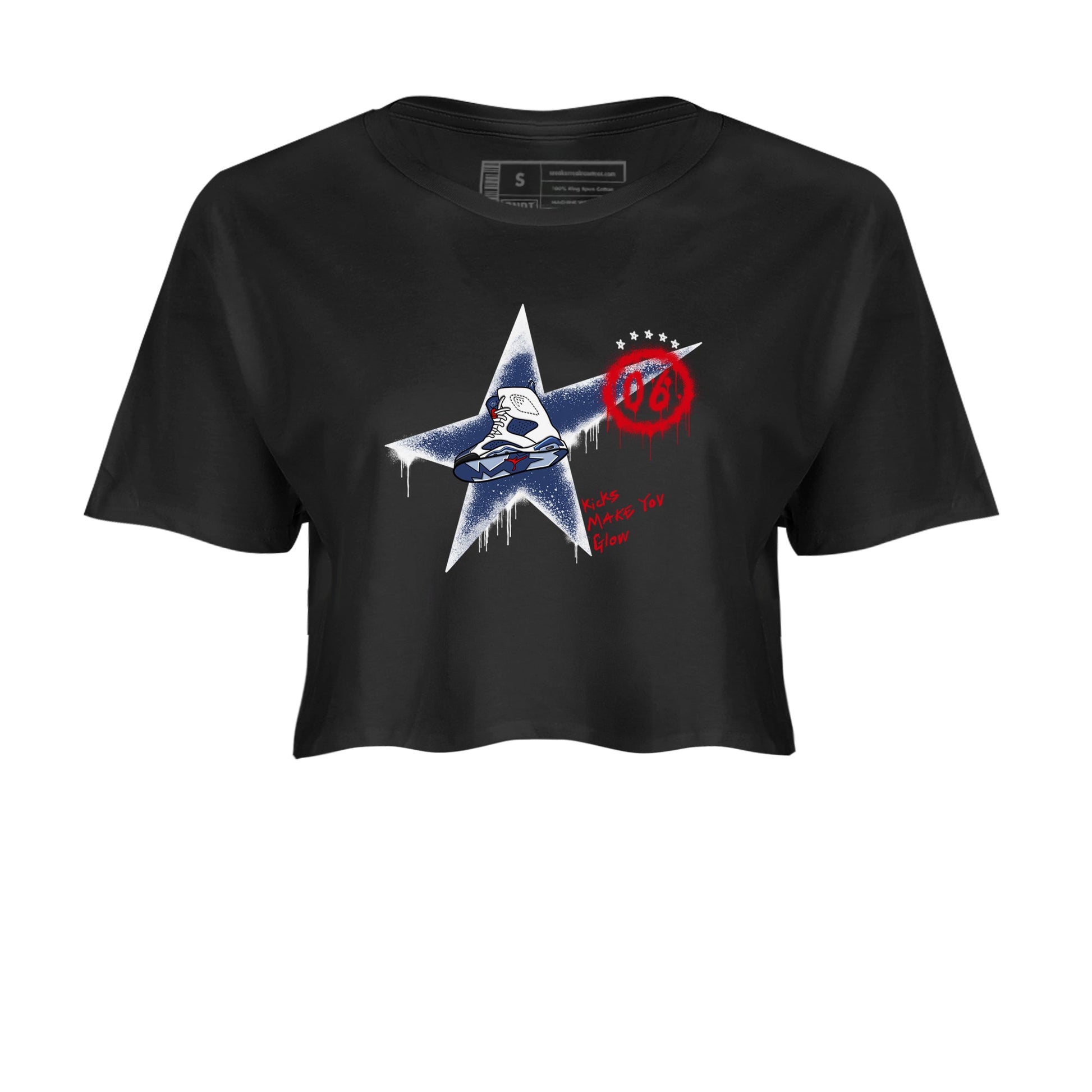 6s Olympic shirt to match jordans Kicks Make You Glow sneaker tees Air Jordan 6 Olympic SNRT Sneaker Release Tees Black 2 crop length shirt