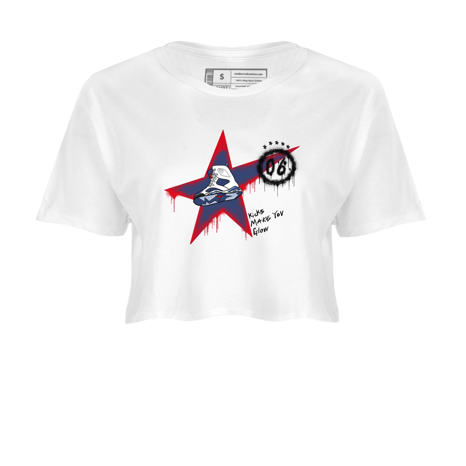 6s Olympic shirt to match jordans Kicks Make You Glow sneaker tees Air Jordan 6 Olympic SNRT Sneaker Release Tees White 2 crop length shirt