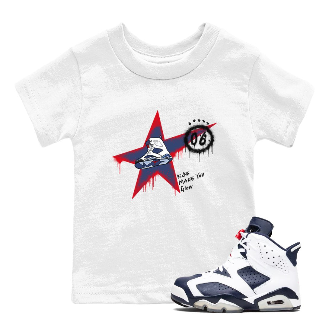 6s Olympic shirt to match jordans Kicks Make You Glow sneaker tees Air Jordan 6 Olympic SNRT sneaker release tees baby toddler White 1 cotton Shirt