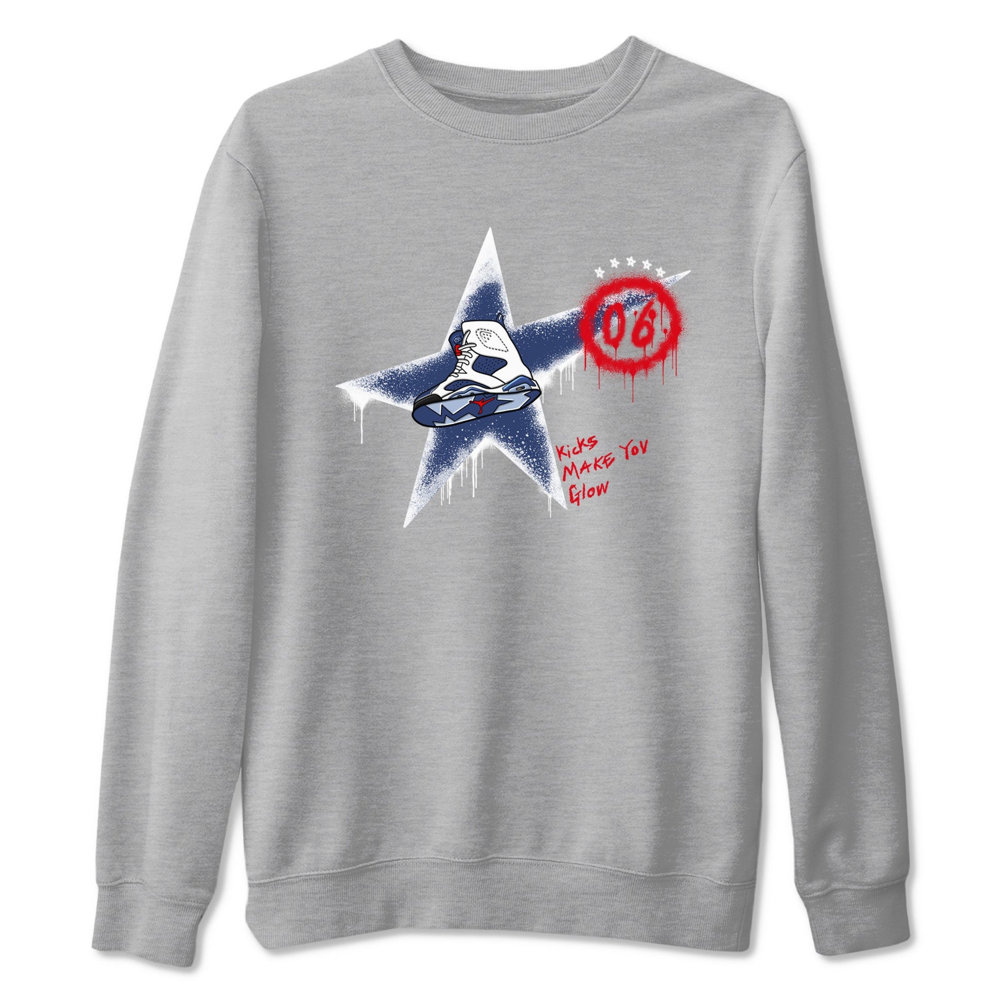 6s Olympic shirt to match jordans Kicks Make You Glow sneaker tees Air Jordan 6 Olympic SNRT Sneaker Release Tees unisex cotton Heather Grey 2 crew neck shirt