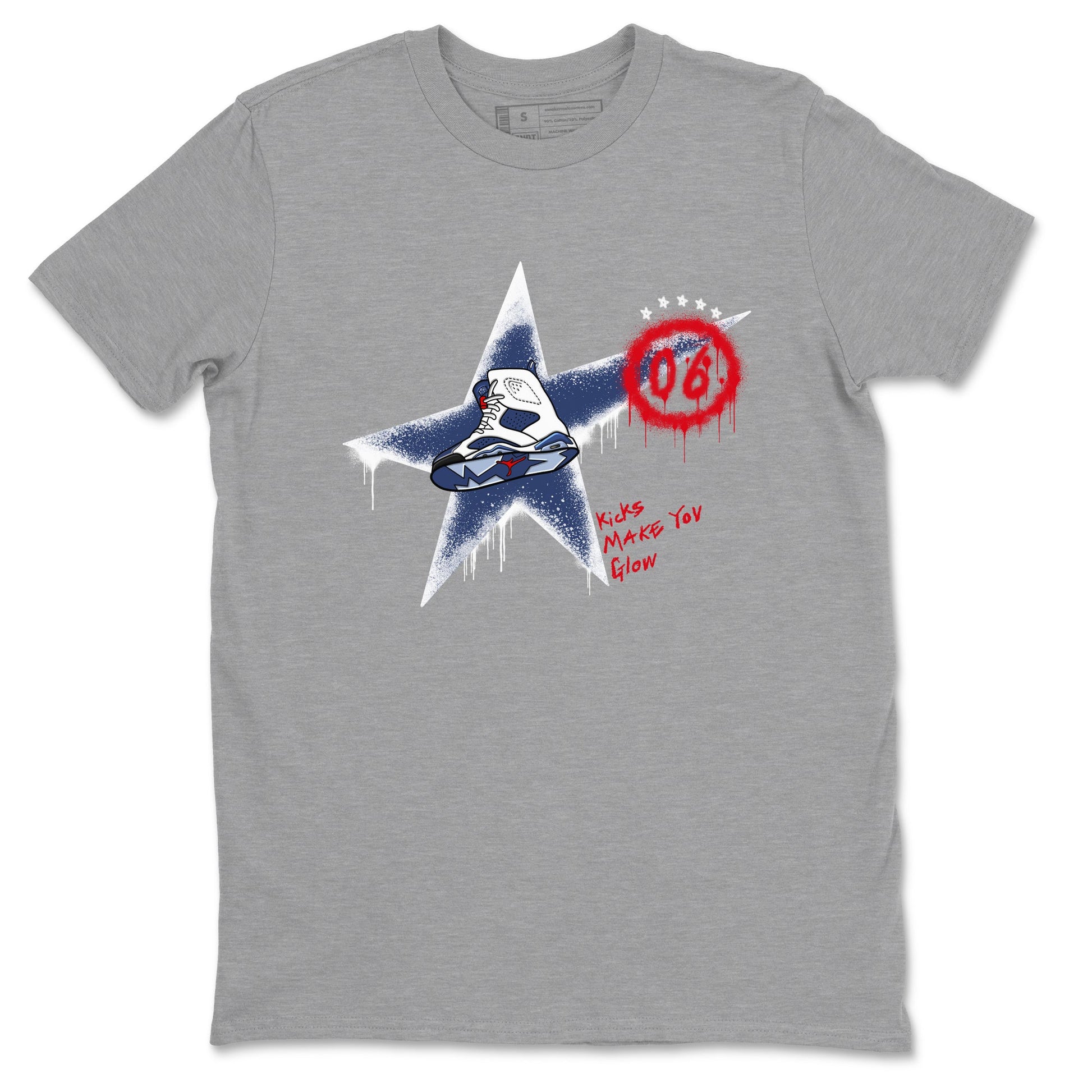 6s Olympic shirt to match jordans Kicks Make You Glow sneaker tees Air Jordan 6 Olympic SNRT Sneaker Release Tees unisex cotton Heather Grey 2 crew neck shirt