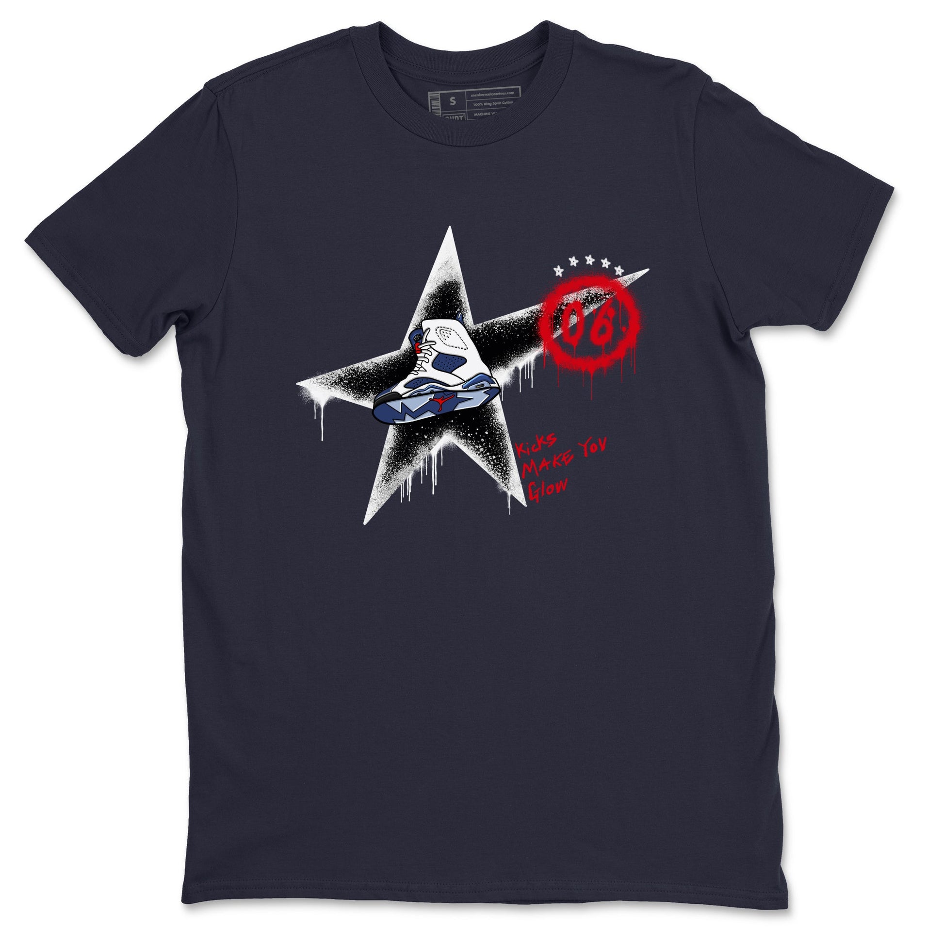 6s Olympic shirt to match jordans Kicks Make You Glow sneaker tees Air Jordan 6 Olympic SNRT Sneaker Release Tees unisex cotton Navy 2 crew neck shirt