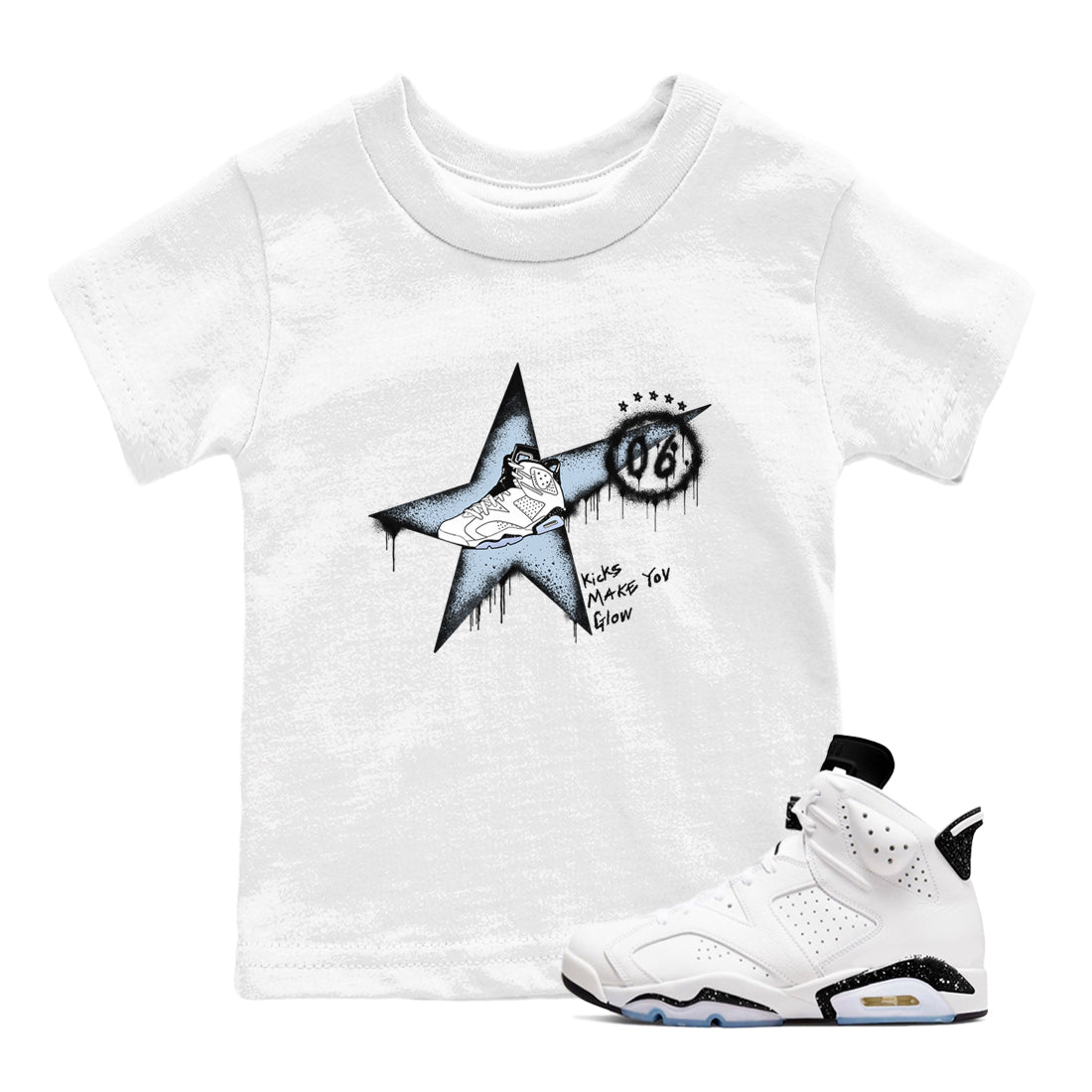 6s White Black shirt to match jordans Kicks Make You Glow sneaker tees Air Jordan 6 White Black SNRT sneaker release tees baby toddler White 1 cotton Shirt