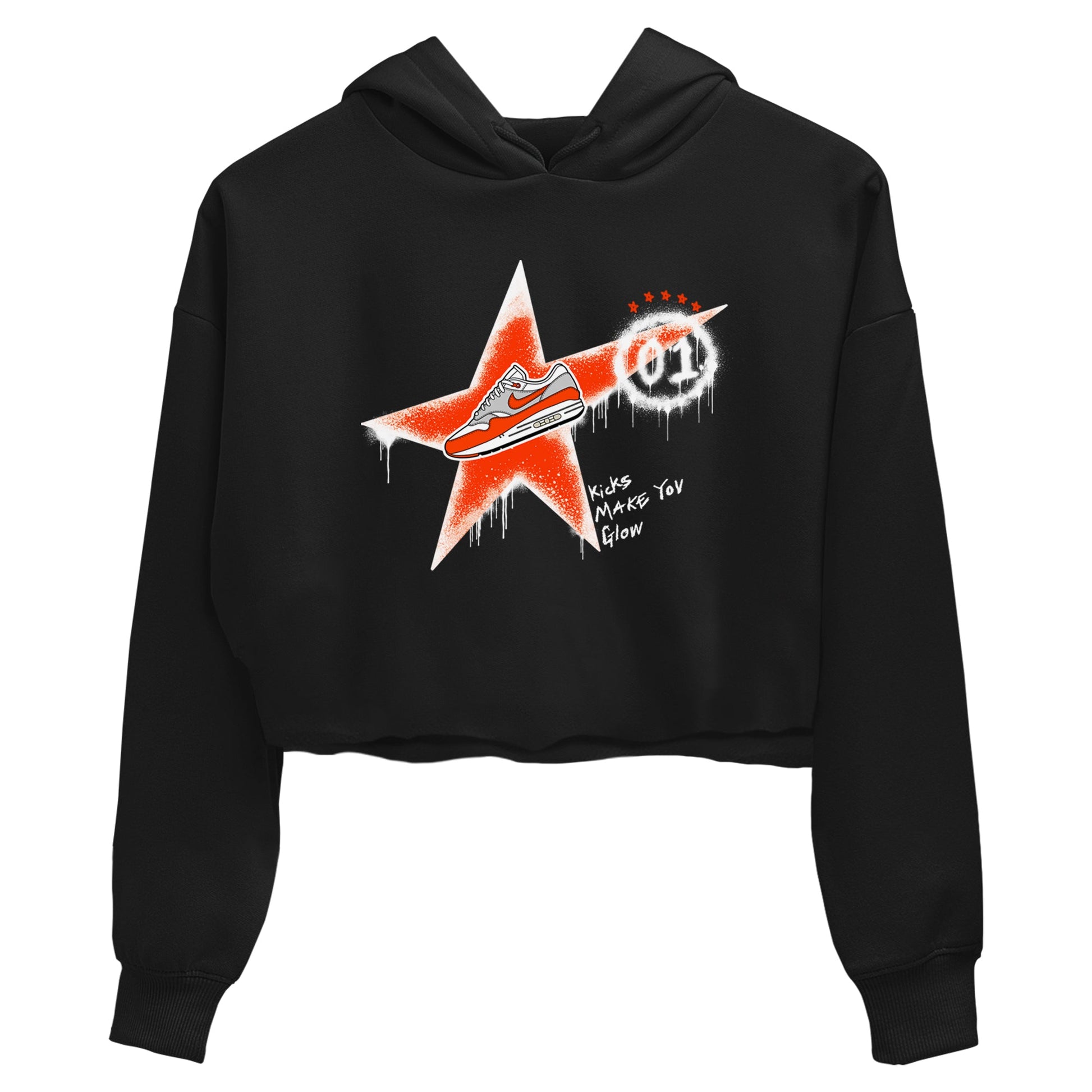 Air Max 1 OG '86 'Summit White and Cosmic Clay shirts to match jordans Kicks Make You Glow sneaker match tees Air Max 1 Cosmic Clay match shoes to clothes SNRT Sneaker Tees unisex cotton Black 2 crop tee