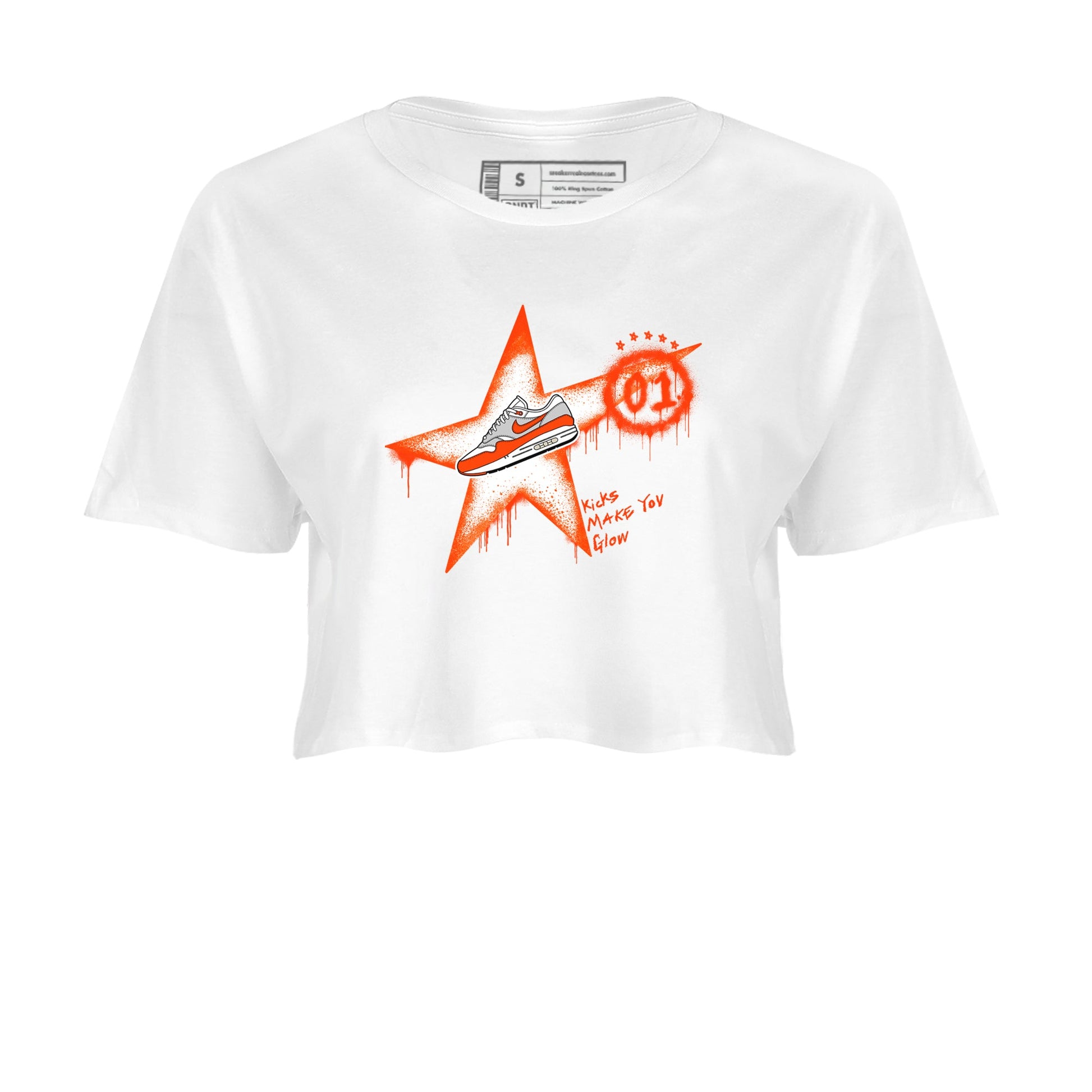 Air Max 1 OG '86 'Summit White and Cosmic Clay shirts to match jordans Kicks Make You Glow sneaker match tees Air Max 1 Cosmic Clay match shoes to clothes SNRT Sneaker Tees unisex cotton White 2 crop tee