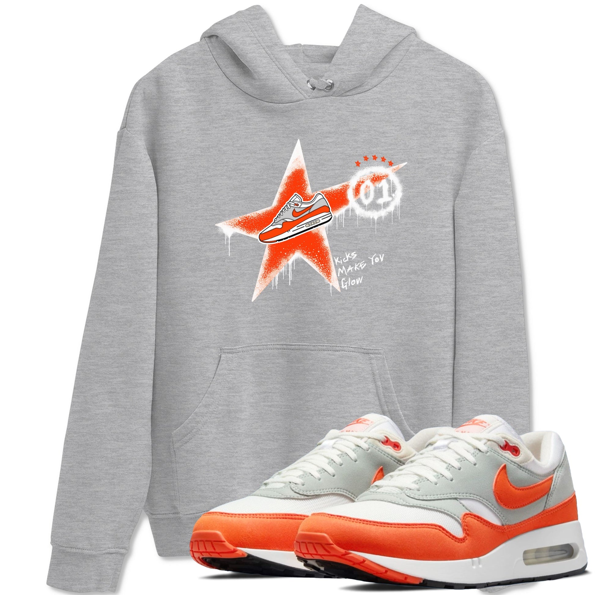 Air Max 1 OG '86 'Summit White and Cosmic Clay shirts to match jordans Kicks Make You Glow sneaker match tees Air Max 1 Cosmic Clay match shoes to clothes SNRT Sneaker Tees unisex cotton Heather Grey 1 shirts