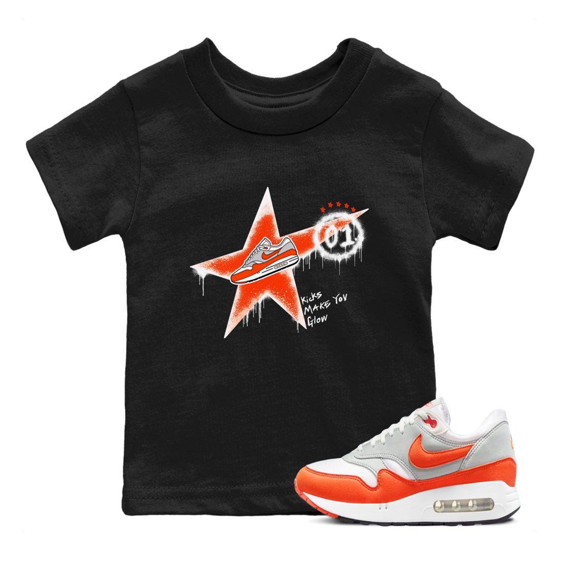Air Max 1 OG '86 'Summit White and Cosmic Clay shirts to match jordans Kicks Make You Glow sneaker match tees Air Max 1 Cosmic Clay match shoes to clothes SNRT Sneaker Tees Youth Baby Black 1 tee