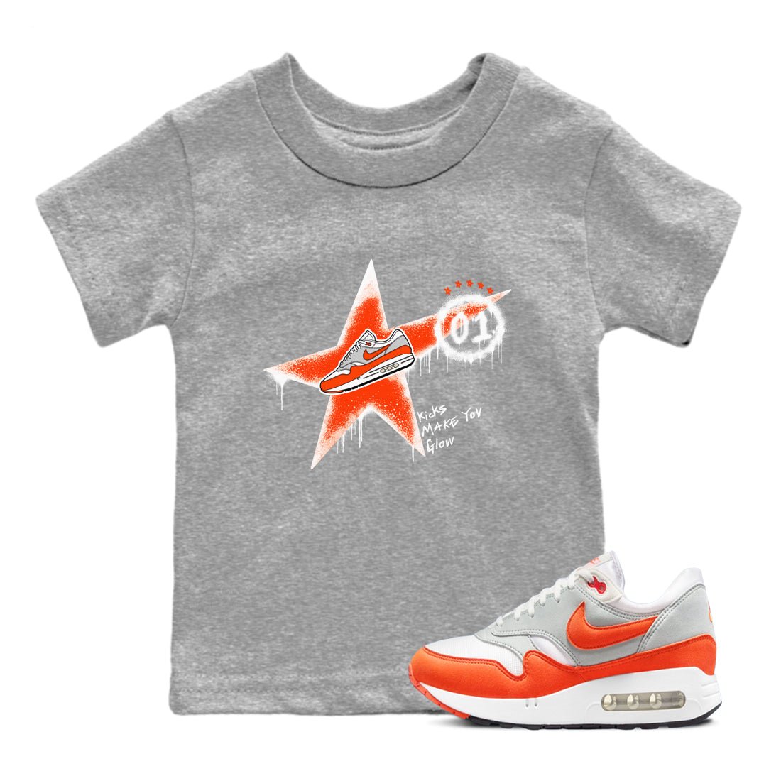 Air Max 1 OG '86 'Summit White and Cosmic Clay shirts to match jordans Kicks Make You Glow sneaker match tees Air Max 1 Cosmic Clay match shoes to clothes SNRT Sneaker Tees Youth Baby Heather Grey 1 tee