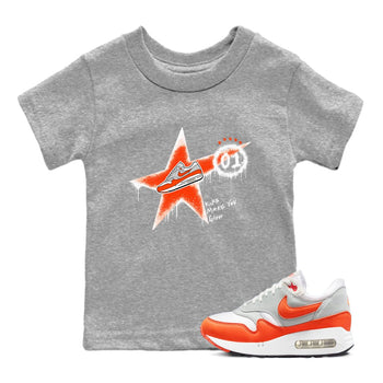 Air Max 1 OG '86 'Summit White and Cosmic Clay shirts to match jordans Kicks Make You Glow sneaker match tees Air Max 1 Cosmic Clay match shoes to clothes SNRT Sneaker Tees Youth Baby Heather Grey 1 tee