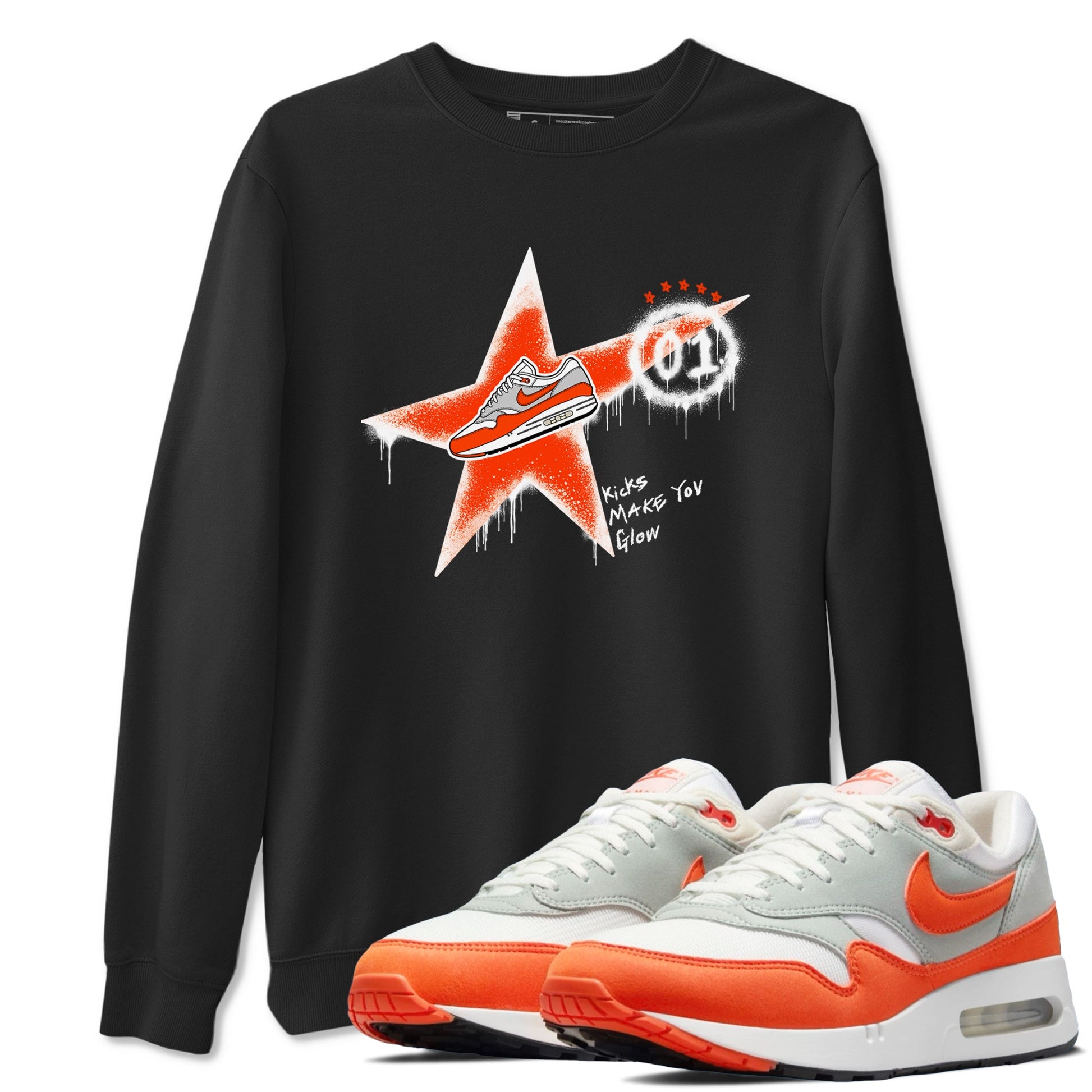 Air Max 1 OG '86 'Summit White and Cosmic Clay shirts to match jordans Kicks Make You Glow sneaker match tees Air Max 1 Cosmic Clay match shoes to clothes SNRT Sneaker Tees unisex cotton Black 1 shirts
