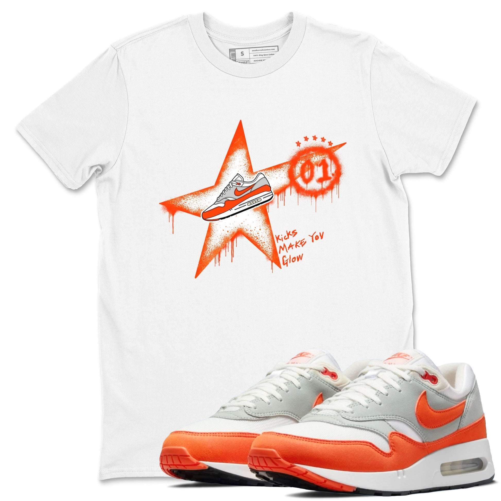 Air Max 1 OG '86 'Summit White and Cosmic Clay shirts to match jordans Kicks Make You Glow sneaker match tees Air Max 1 Cosmic Clay match shoes to clothes SNRT Sneaker Tees unisex cotton White 1 shirts
