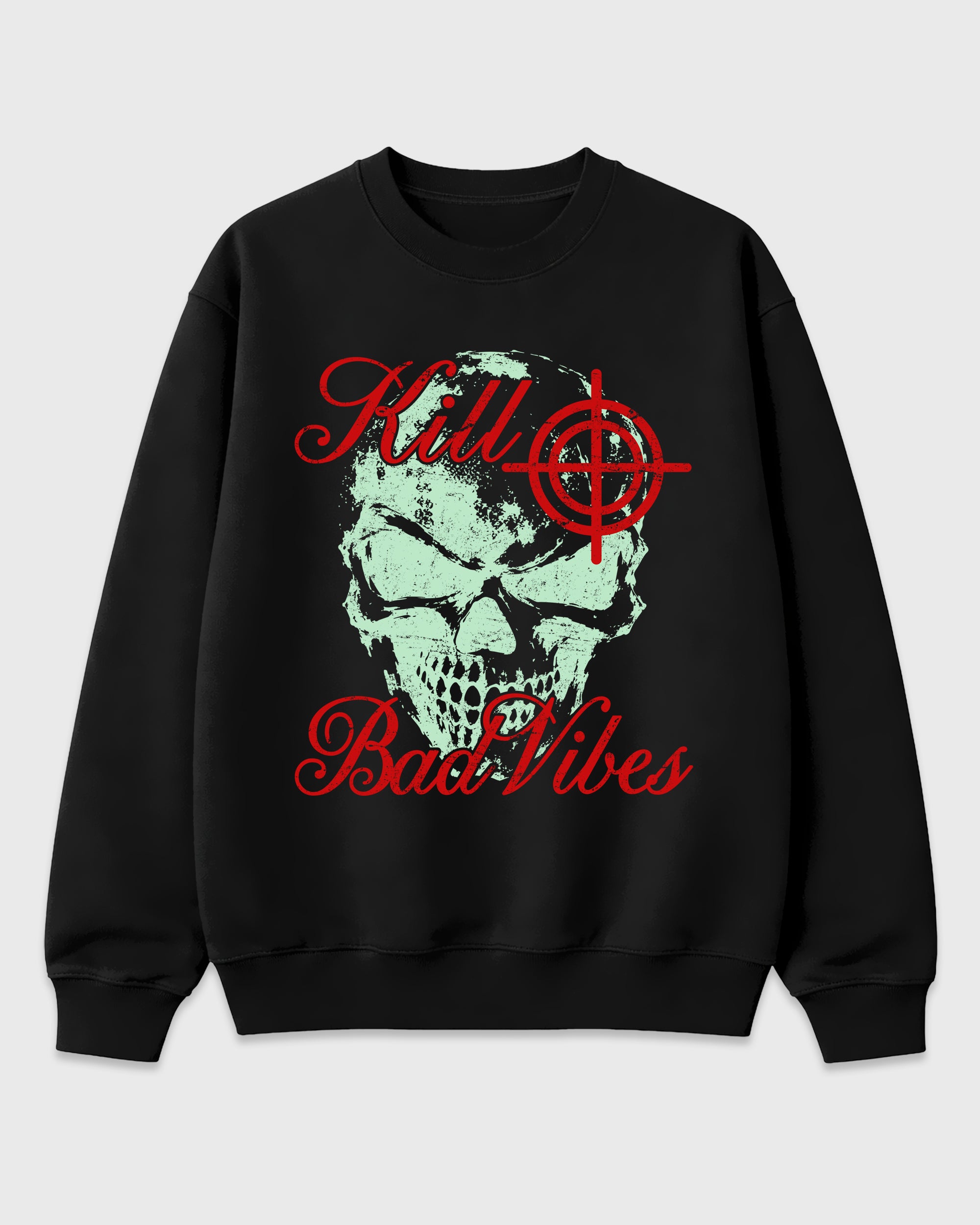 Kill Bad Vibes Graphic T-Shirt featuring original streetwear artwork designed to match the Air Jordan 5 Halloween. Black 2 Graphic Tee.