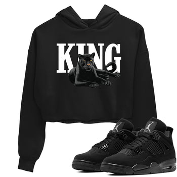 Sneaker match tees – Sneaker Tees To Match Air Jordan 4 Black Cat Shoes – King Black Cat 2 Crop T-Shirt Black 1