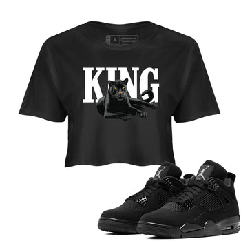 Sneaker match tees – Sneaker Tees To Match Air Jordan 4 Black Cat Shoes – King Black Cat 2 Crop T-Shirt Black 1