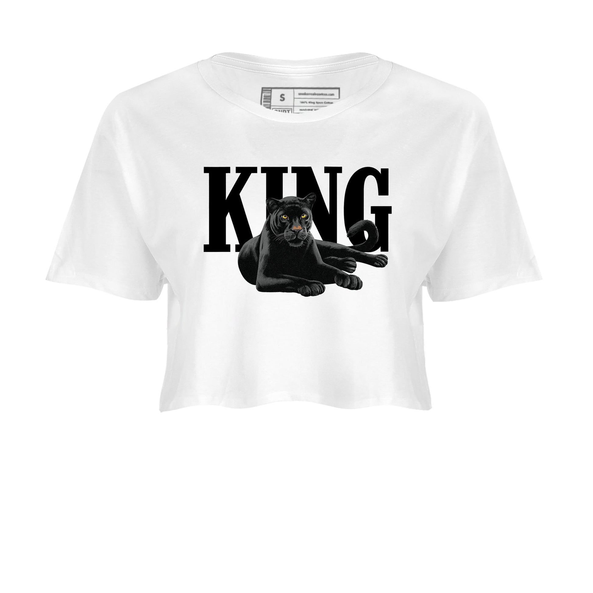 Sneaker match tees – Sneaker Tees To Match Air Jordan 4 Black Cat Shoes – King Black Cat 2 Crop T-Shirt White 2