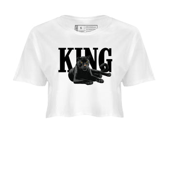 Sneaker match tees – Sneaker Tees To Match Air Jordan 4 Black Cat Shoes – King Black Cat 2 Crop T-Shirt White 2
