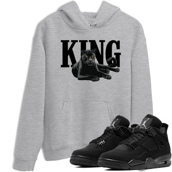 Sneaker match tees – Sneaker Tees To Match Air Jordan 4 Black Cat Shoes – King Black Cat 2 Tee Heather Grey 1