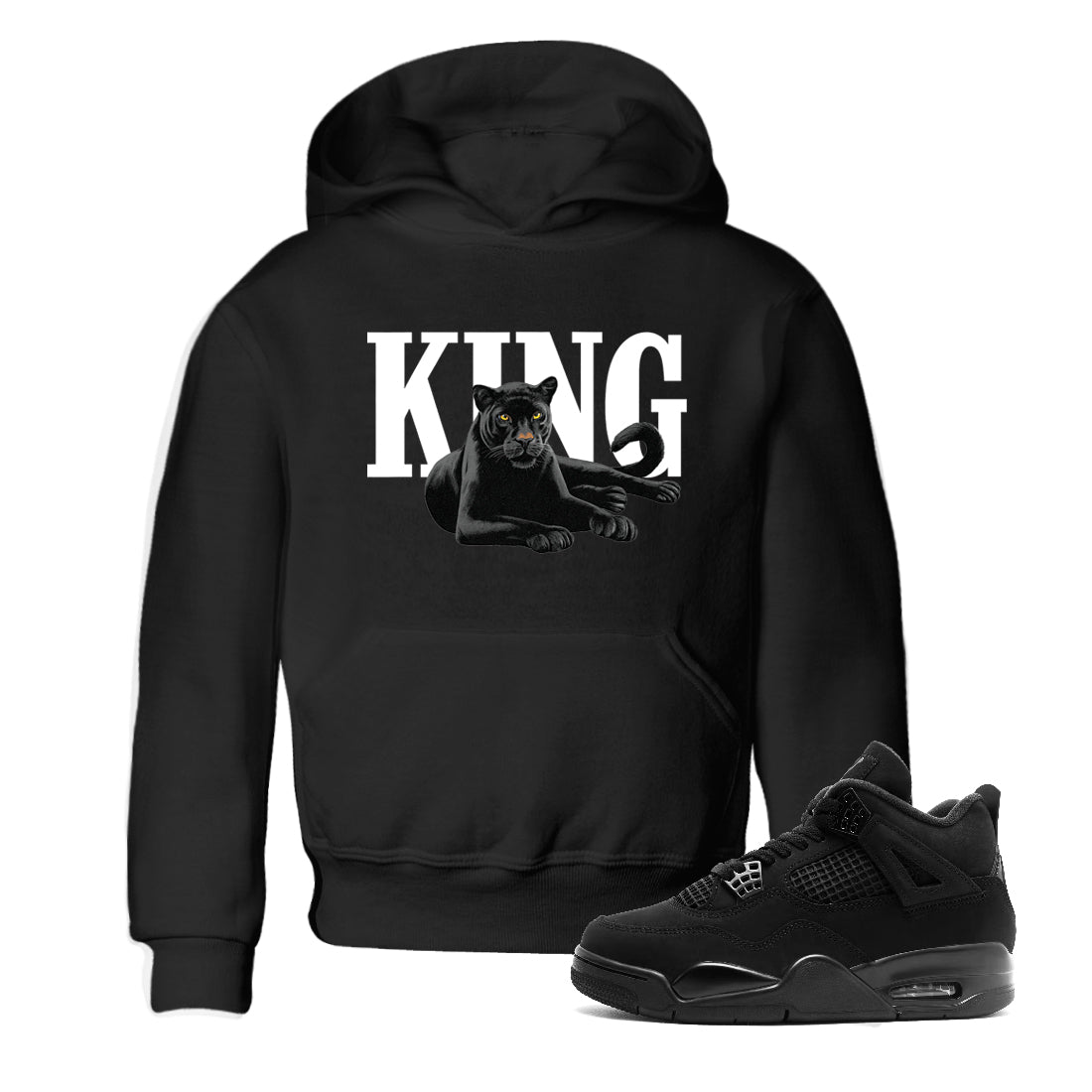 Sneaker match tees – Sneaker Tees To Match Air Jordan 4 Black Cat Shoes – King Black Cat 2 Kids T-Shirt Black 1