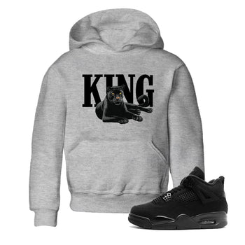 Sneaker match tees – Sneaker Tees To Match Air Jordan 4 Black Cat Shoes – King Black Cat 2 Kids T-Shirt Heather Grey 1
