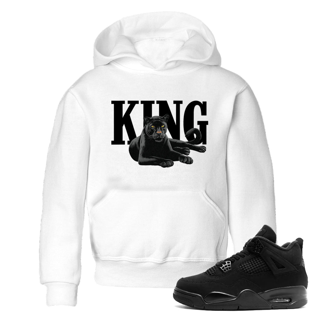 Sneaker match tees – Sneaker Tees To Match Air Jordan 4 Black Cat Shoes – King Black Cat 2 Kids T-Shirt White 1
