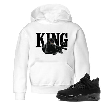 Sneaker match tees – Sneaker Tees To Match Air Jordan 4 Black Cat Shoes – King Black Cat 2 Kids T-Shirt White 1