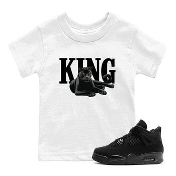 Sneaker match tees – Sneaker Tees To Match Air Jordan 4 Black Cat Shoes – King Black Cat 2 Kids T-Shirt White 1
