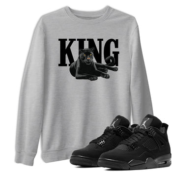 Sneaker match tees – Sneaker Tees To Match Air Jordan 4 Black Cat Shoes – King Black Cat 2 Tee Heather Grey 1