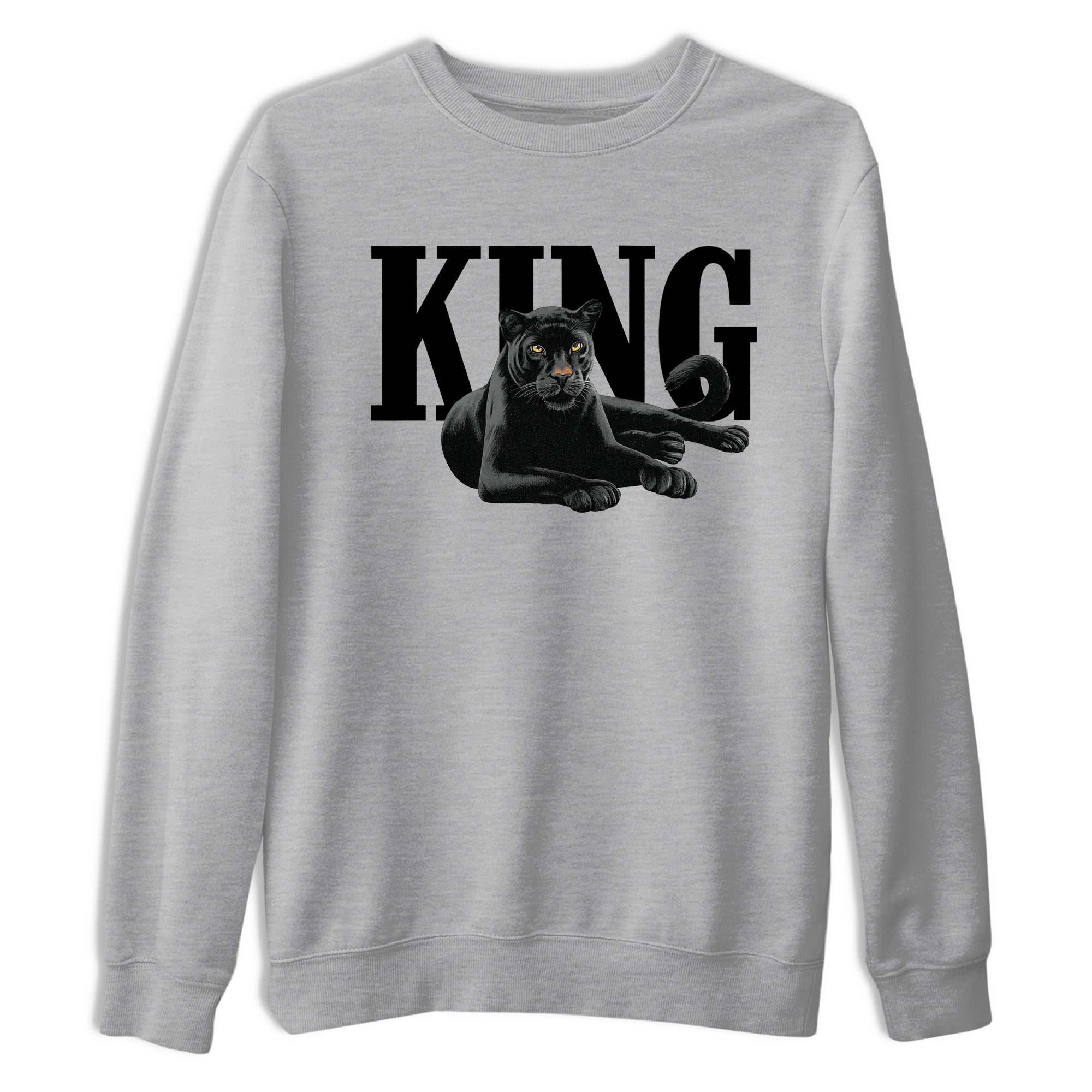 Sneaker match tees – Sneaker Tees To Match Air Jordan 4 Black Cat Shoes – King Black Cat 2 Tee Heather Grey 2