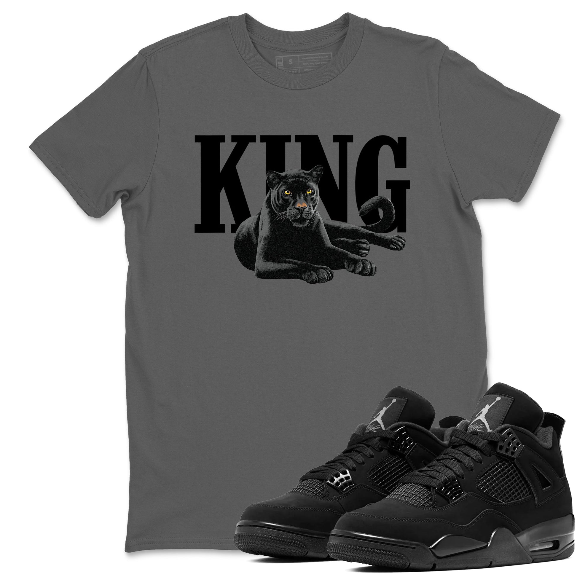 Sneaker match tees – Sneaker Tees To Match Air Jordan 4 Black Cat Shoes – King Black Cat 2 Tee Cool Grey 1