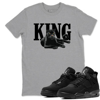 Sneaker match tees – Sneaker Tees To Match Air Jordan 4 Black Cat Shoes – King Black Cat 2 Tee Heather Grey 1