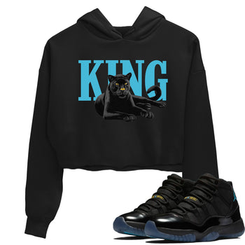 Sneaker match tees – Sneaker Tees To Match Air Jordan 11 Gamma Shoes – King Black Cat Crop T-Shirt Black 1