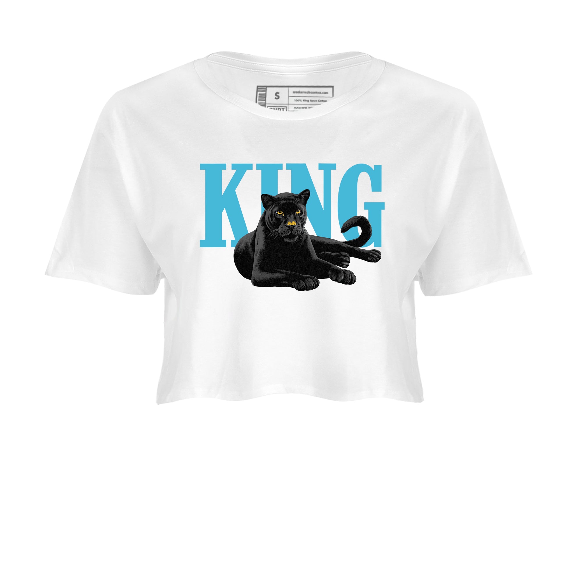Sneaker match tees – Sneaker Tees To Match Air Jordan 11 Gamma Shoes – King Black Cat Crop T-Shirt White 2