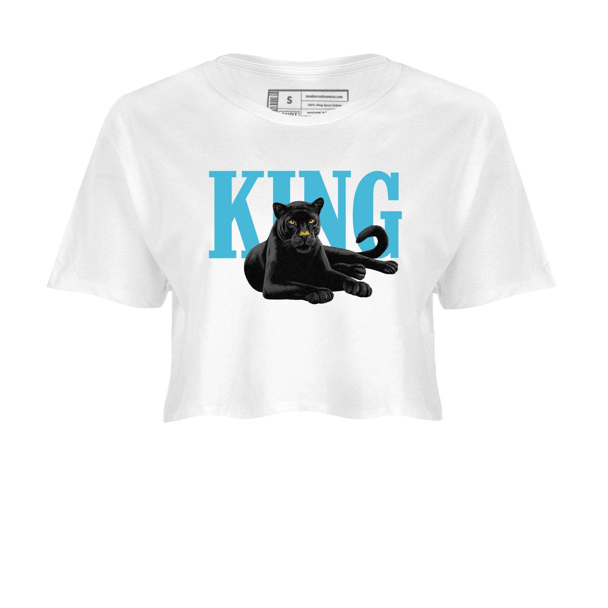 Sneaker match tees – Sneaker Tees To Match Air Jordan 11 Gamma Shoes – King Black Cat Crop T-Shirt White 2