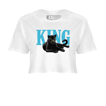 Sneaker match tees – Sneaker Tees To Match Air Jordan 11 Gamma Shoes – King Black Cat Crop T-Shirt White 2