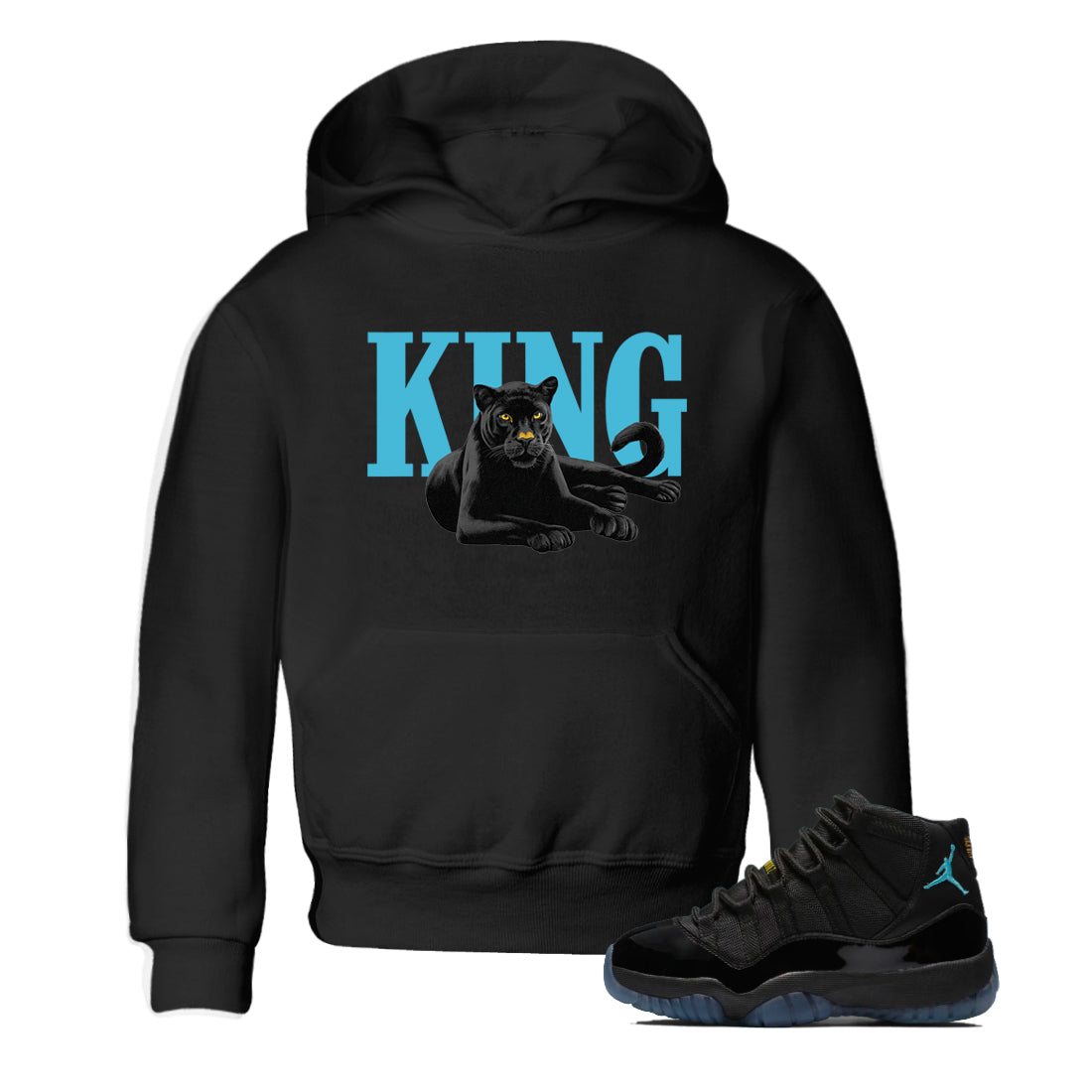 Sneaker match tees – Sneaker Tees To Match Air Jordan 11 Gamma Shoes – King Black Cat Kids T-Shirt Black 1