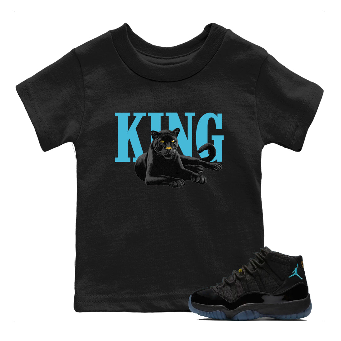Sneaker match tees – Sneaker Tees To Match Air Jordan 11 Gamma Shoes – King Black Cat Kids T-Shirt Black 1