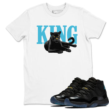 Sneaker match tees – Sneaker Tees To Match Air Jordan 11 Gamma Shoes – King Black Cat Tee White 1