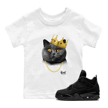 4s Black Cat shirts to match jordans King Black Cat sneaker match tees Air Jordan 4 Black Cat match shoes to clothes SNRT Sneaker Tees Youth Baby White 1 tee