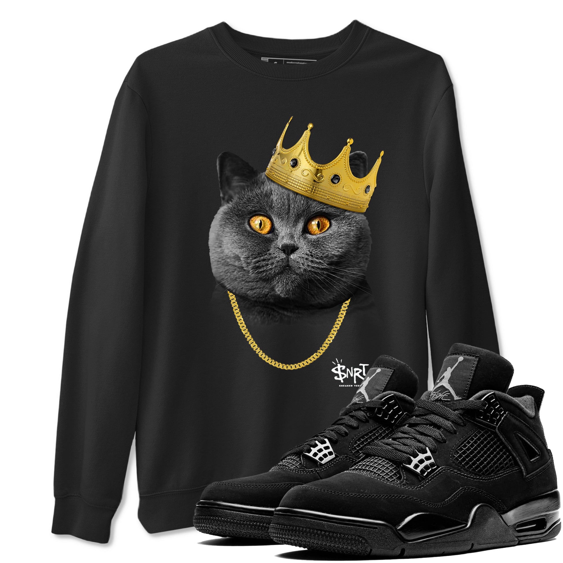 4s Black Cat shirts to match jordans King Black Cat sneaker match tees Air Jordan 4 Black Cat match shoes to clothes SNRT Sneaker Tees unisex cotton Black 1 shirts