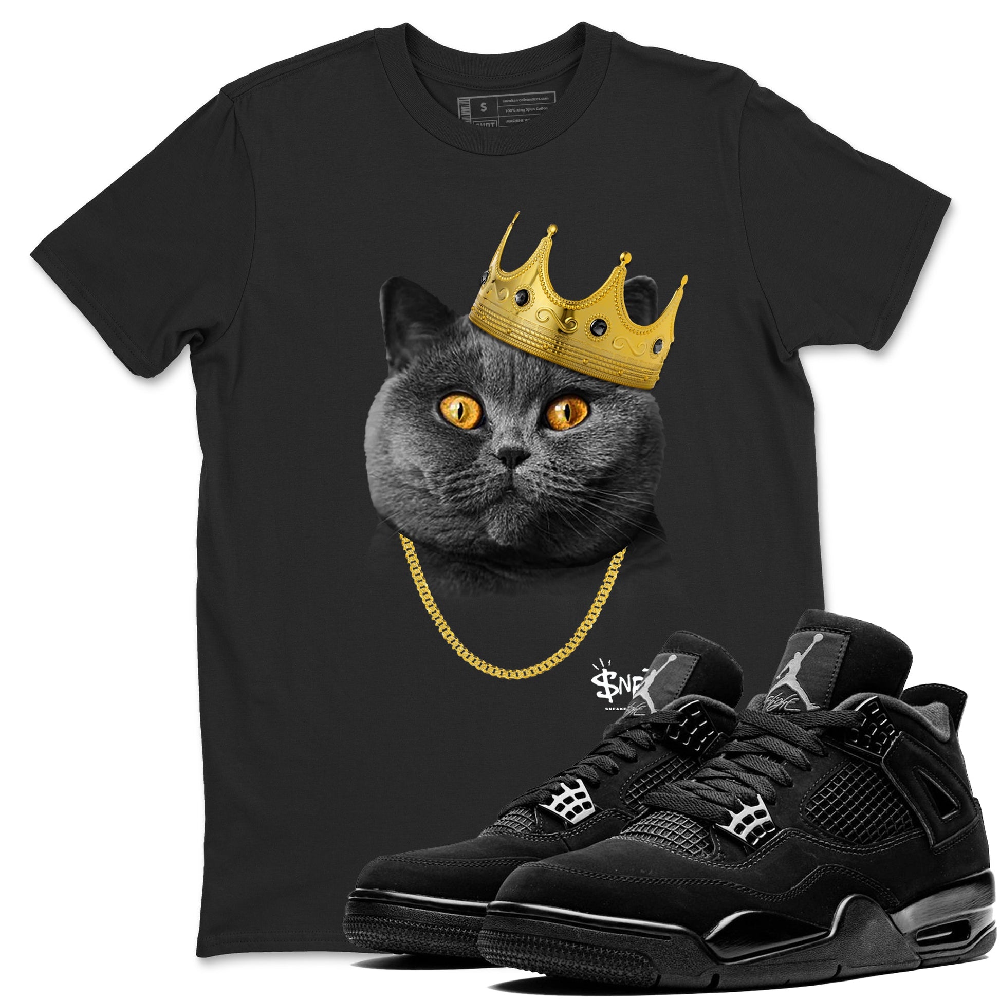 4s Black Cat shirts to match jordans King Black Cat sneaker match tees Air Jordan 4 Black Cat match shoes to clothes SNRT Sneaker Tees unisex cotton Black 1 shirts
