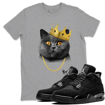 4s Black Cat shirts to match jordans King Black Cat sneaker match tees Air Jordan 4 Black Cat match shoes to clothes SNRT Sneaker Tees unisex cotton Heather Grey 1 shirts