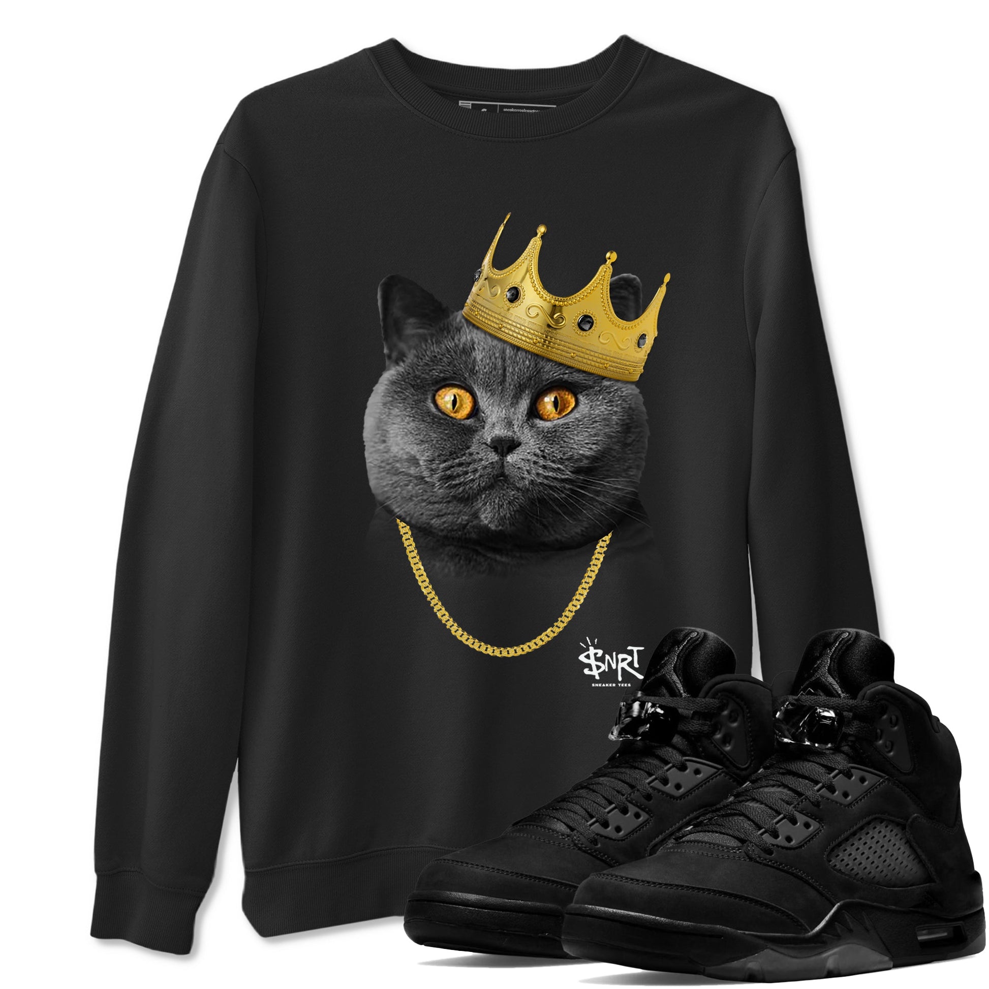 5s Black Cat Shirts To Match Jordans King Black Cat sneaker match tees Air Jordan 5 Black Cat Tee SNRT Sneaker Release Tees unisex cotton Black 1 crew neck shirts