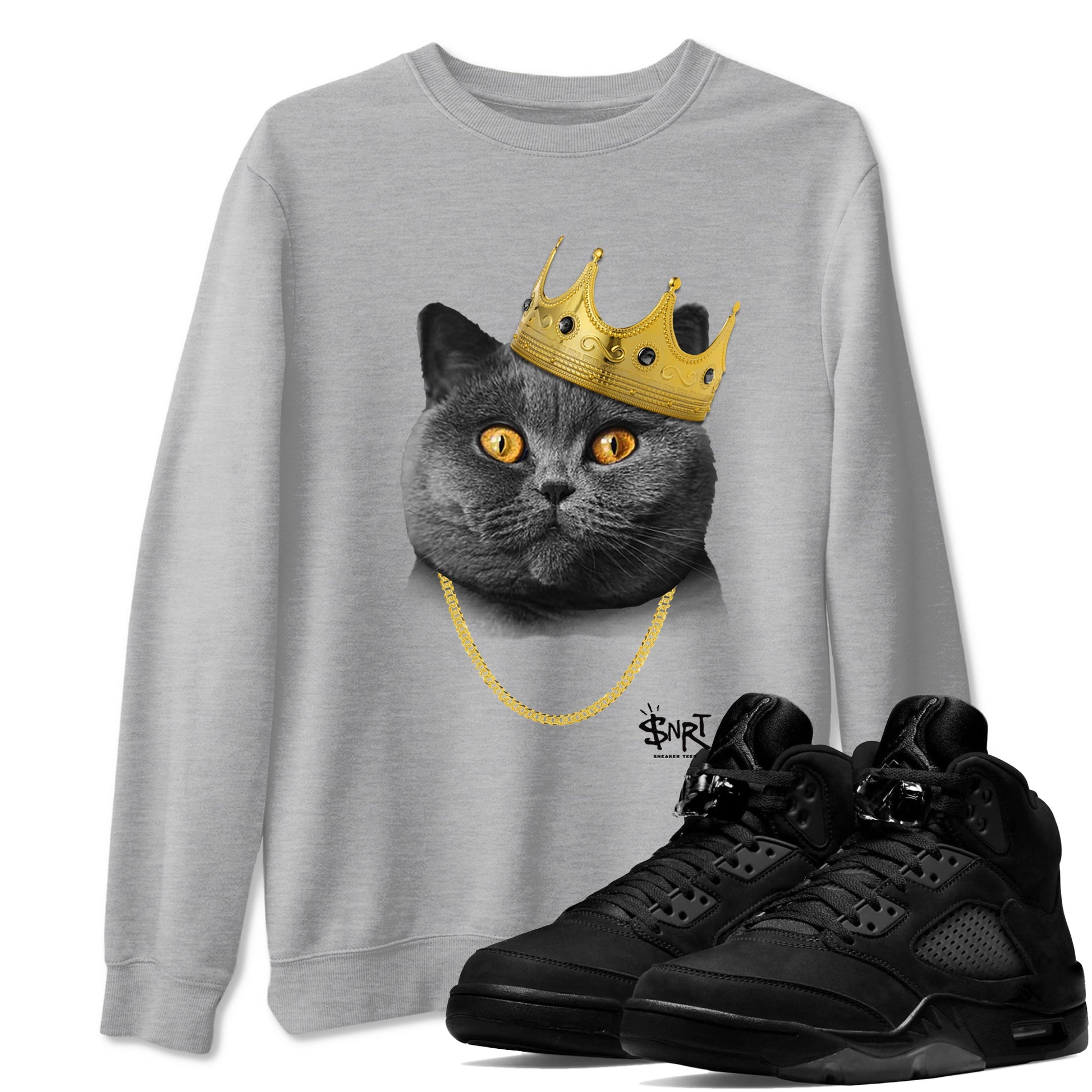 5s Black Cat Shirts To Match Jordans King Black Cat sneaker match tees Air Jordan 5 Black Cat Tee SNRT Sneaker Release Tees unisex cotton Heather Grey 1 crew neck shirts