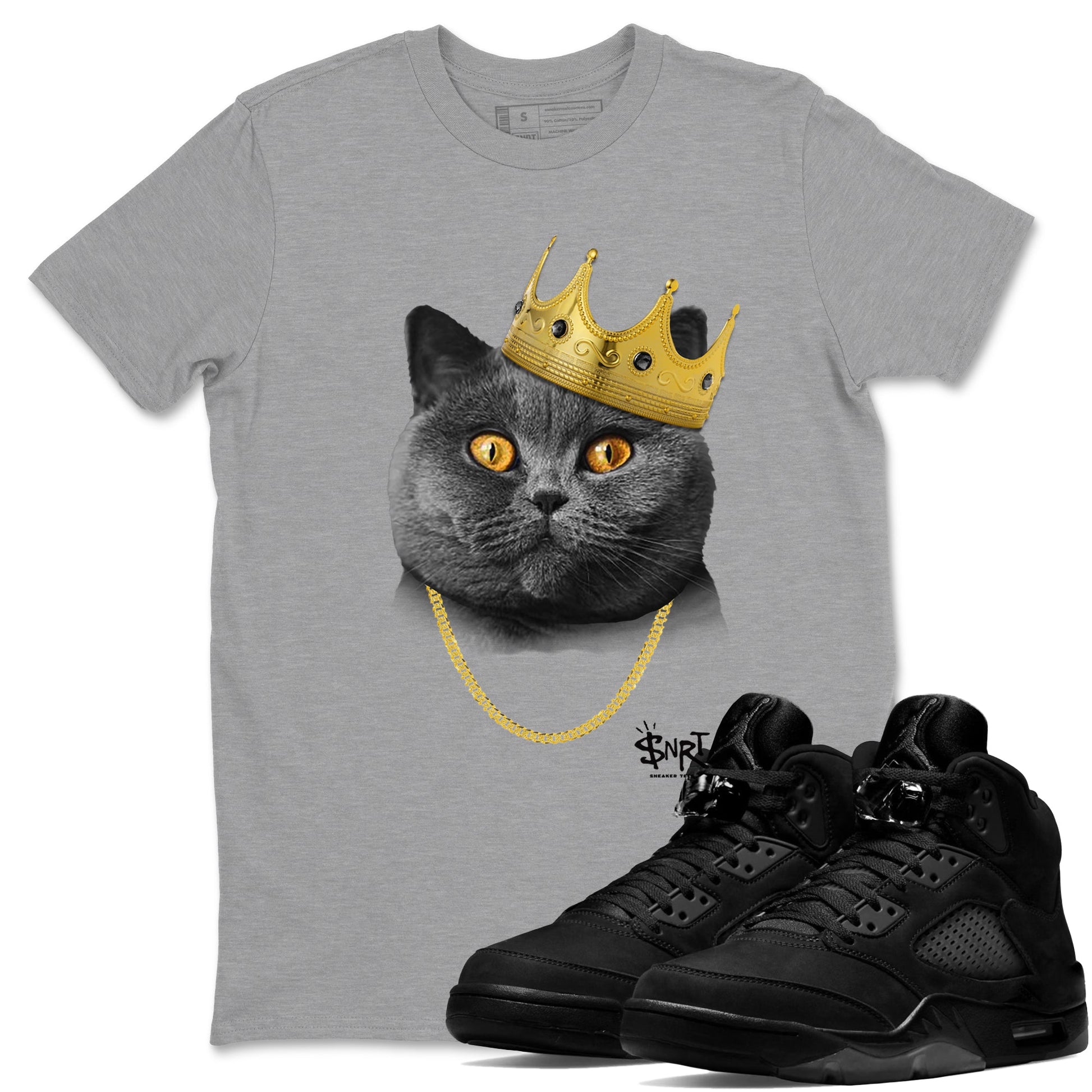 5s Black Cat Shirts To Match Jordans King Black Cat sneaker match tees Air Jordan 5 Black Cat Tee SNRT Sneaker Release Tees unisex cotton Heather Grey 1 crew neck shirts