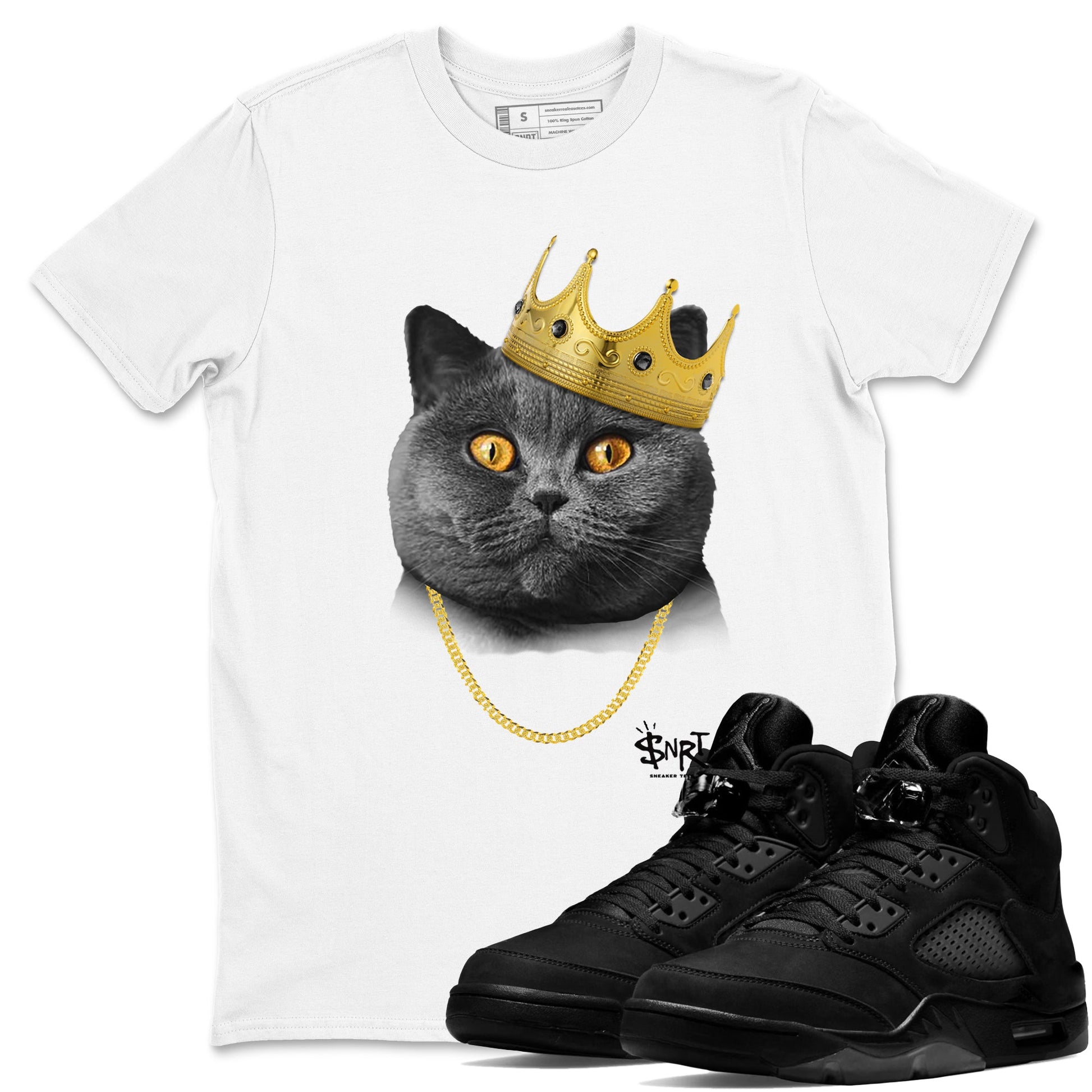 5s Black Cat Shirts To Match Jordans King Black Cat sneaker match tees Air Jordan 5 Black Cat Tee SNRT Sneaker Release Tees unisex cotton White 1 crew neck shirts