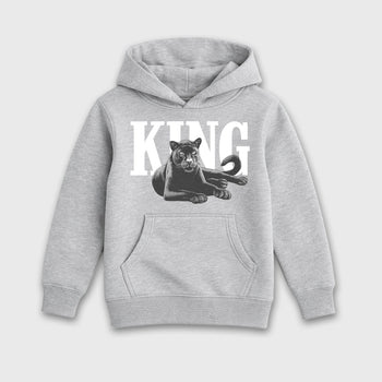 Sneaker outfits graphic tee – Sneaker Tees To Match Air Jordan 5 Wolf Grey Sneakers – King Black Cat Kids T-Shirt Heather Grey 2