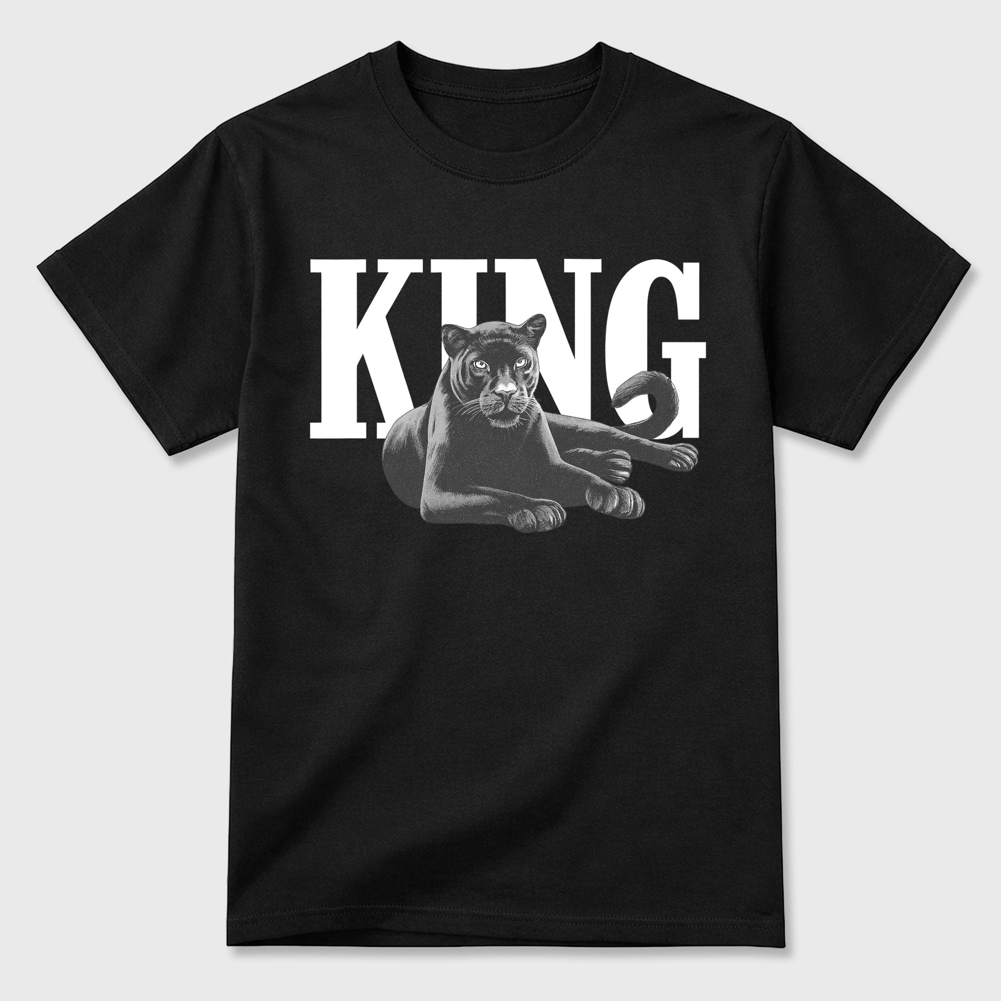 Sneaker outfits graphic tee – Sneaker Tees To Match Air Jordan 5 Wolf Grey Sneakers – King Black Cat Tee Black 2