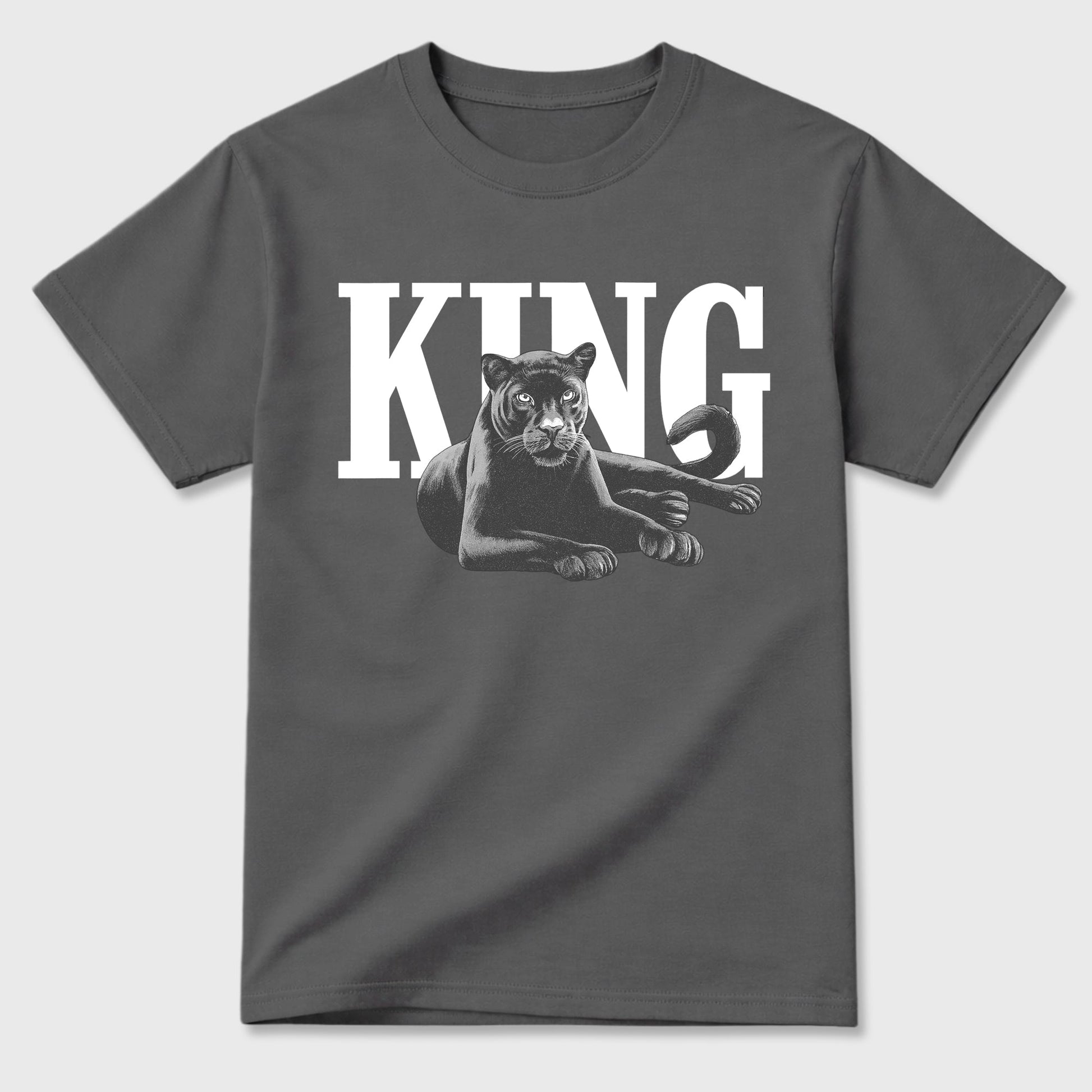 Sneaker outfits graphic tee – Sneaker Tees To Match Air Jordan 5 Wolf Grey Sneakers – King Black Cat Tee Cool Grey 2